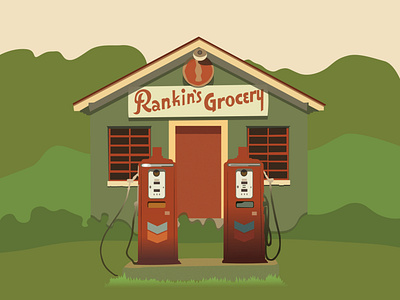 Rankin's Grocery design gas station illustration illustrator vector