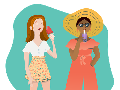 Heat Waves 2 adobe art bubble tea girls ice cream illustration illustrator summer teens trendy vector vibing