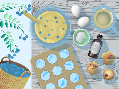 Blueberry Muffins adobe art baking blueberry gardening illustration illustrator muffins table vector