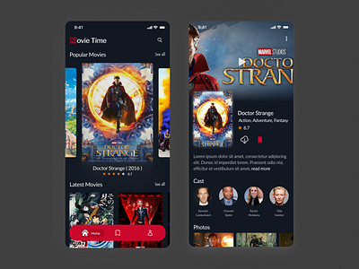 Movie Time App - Mobile Design app branding cinema cinema app design movie movie app movies ui ui ux design ui kit uidesign uiux ux uxdesign