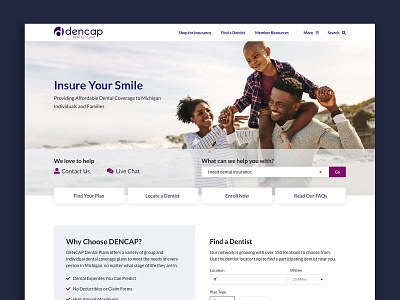 Dencap Site Refresh design homepage insurance medical mobile site ui web web design