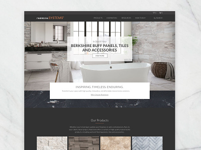 Realstone Site dark ui design homepage tile webdesign
