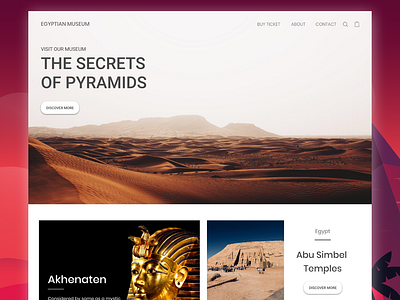 Website The Secret of Pyramids clean design egypt flat landing page logo minimal pyramids typography ui ux web webdesign website