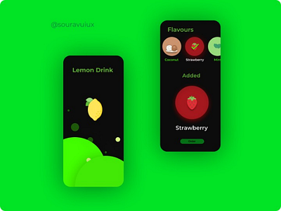 Lemon Drink UI Dark Mode app brading darkmode figma