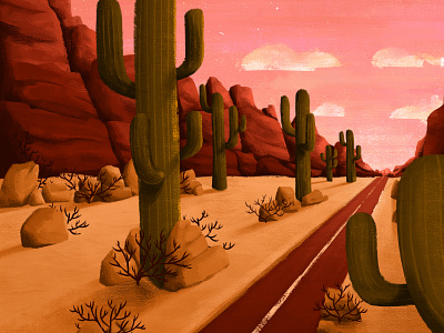 Desert adobe photoshop cactus desert design digitalart illustration illustration art illustrationartists landscape wacom