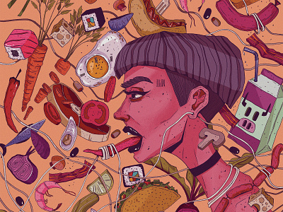 #fooodlover adobe photoshop character design digitalart food foodillustration illustration illustration art illustrationartists texture trippy wacom