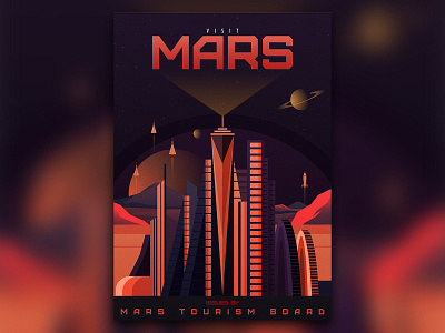 Visit Mars - A Mars Tourism Poster adobeillustrator artwork design illustration poster design vector