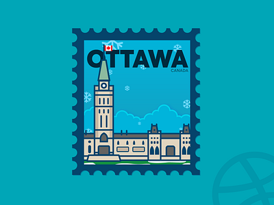 Greetings from Ottawa: Weekly Warmup #10 canada dribbbleweeklywarmup graphicdesign illustraion ottawa stamp vector warm up