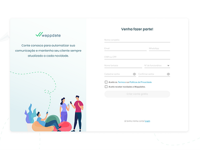 Wappdate sign up page