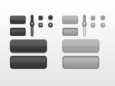 Black/Gray UI Kit .psd black button buttons check dot elements free gray kit slider ui