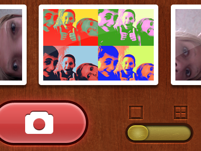 Upcoming iPhone App app booth brown camera iphone photo photo booth red ui white wood yellow