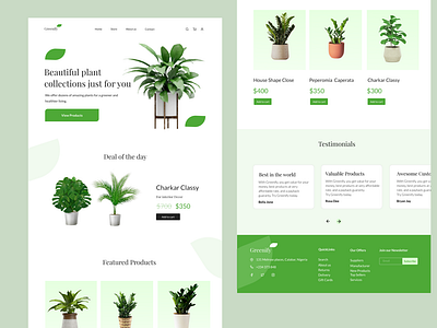 Landing page for a plant store