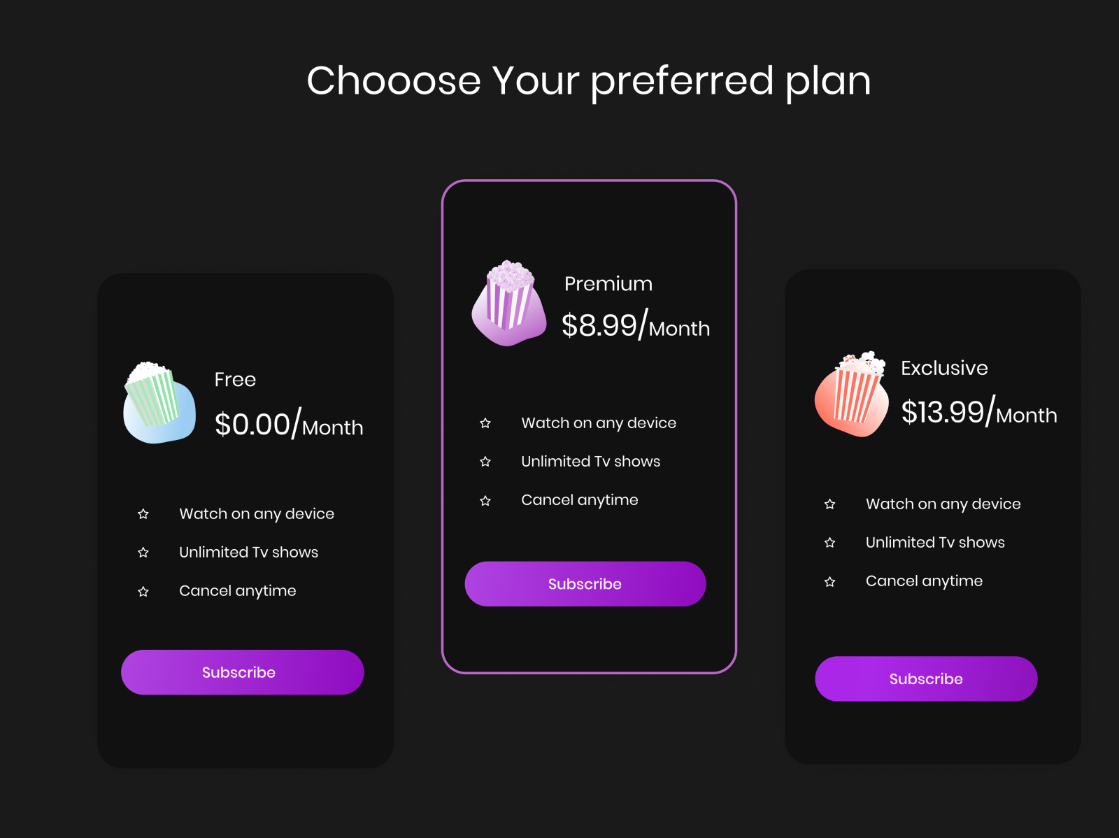 Subscription page design concept by Elizabeth Bassey on Dribbble