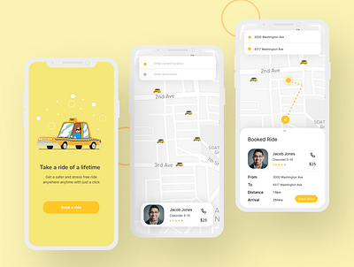Booking app design concept app bolt booking graphic design mobile uber ui ux yellow cab