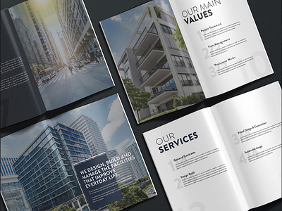 Construction company brochure adobe indesign artdirection branding brochure design design