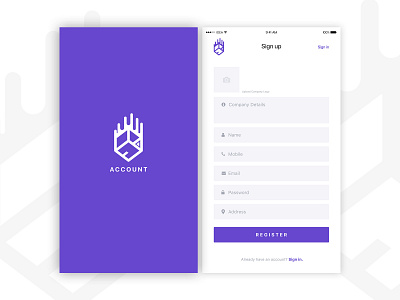 Sign up page app design