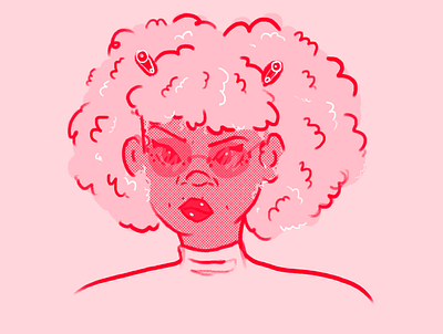 Pink color design face halftone illustration pink pink hair red rgb