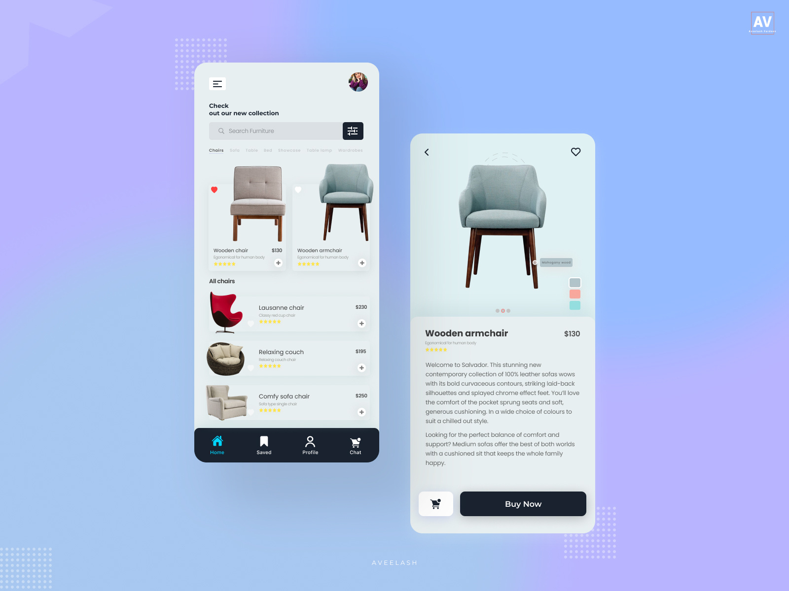 Furniture shop app design by Aveelash Fardeen on Dribbble