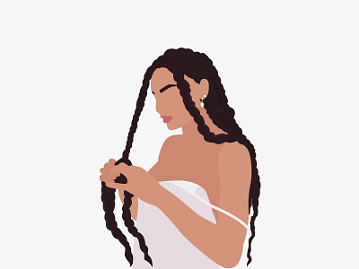 The girl weaves braids design flat girl illustration minimalistic people vector