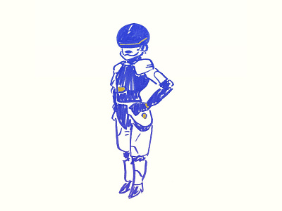 Lady Battle Cop character creative illustration line art