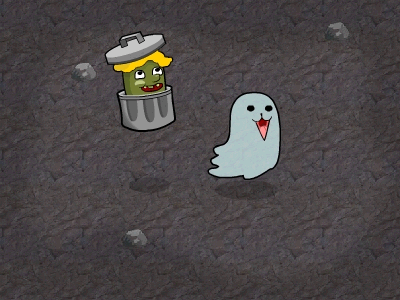 Sealghost&Garbage animated can characters garbage ghost gif happy idiotic seal sprite