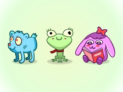 Creatures 2 avatars beardog bunny frog illustration kids vector