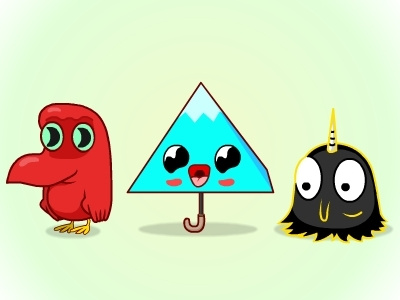 Creatures 5 avatar character design cute kids monsters umbrella vector