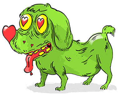 Dog sketch dog green happy hearts idiot love sketch