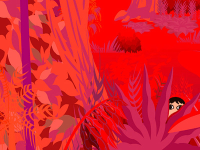 Red Forest eyes forest plants purple red trees vector