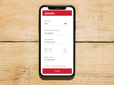 Card checkout design daily 100 challenge daily002 dailyui dailyuichallenge ui ux zomato