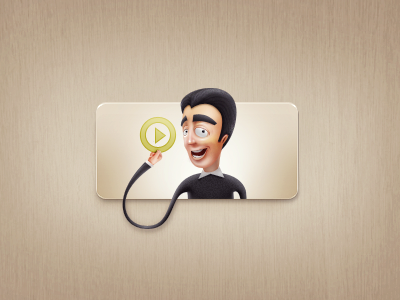 Video button cartoon character icon media movie play video