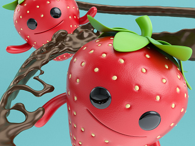 Fresas 3d 3d art 3d artist animation charactedesign cinema 4d design illustration photoshop render