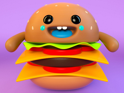 Hamburguesa 3d 3d art 3d artist animation charactedesign cinema 4d design illustration photoshop render