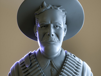 Pancho Villa 3d 3d art 3d artist 3d print 3dmodeling c4d cinema 4d cinema4d design illustration render sculpt sculpture zbrush