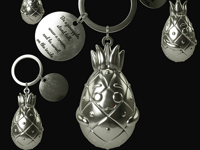 Pineapple KeyChain 3d 3d art 3d artist c4d charactedesign characterdesign cinema 4d design render zbrush