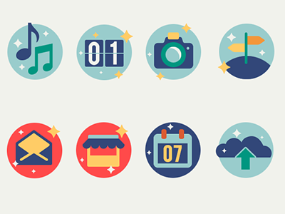 Space oddity icons cheerful creativity cute flat design fun icons minimal space stars web