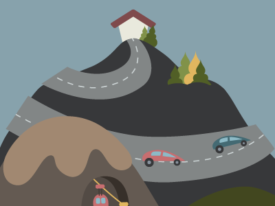 Joomlashack landscape cars colorful detail illustration joomlashack landscape mountains shack svg vector