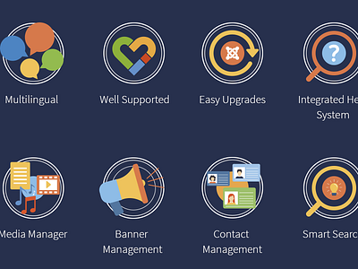 Joomla! Features Icons branding cms colourful cute features icons joomla software