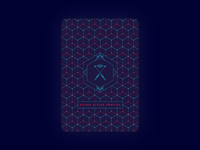 Citius Altius Fortius card dark game geometric illustration latin pattern ui