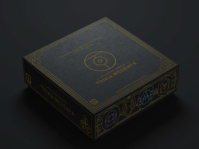 Trivia Obscura Game Box board game dark game box gold gothic game illustration special box