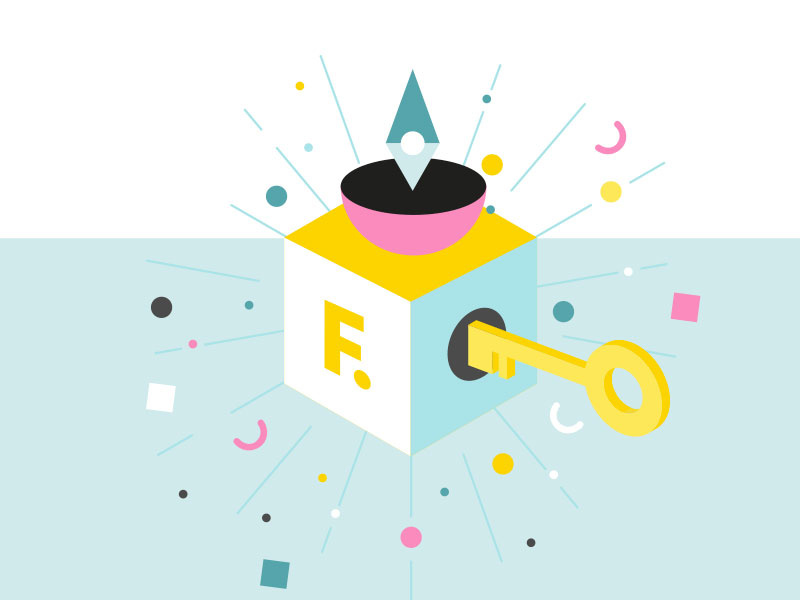 Magic Box with Key functionality shapes geometric shapes elements design 3d cube magic box abstract illustration