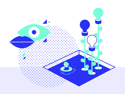 Pool of ideas abstract brand illustration branding eye funny futuristic geometric ideas illustrations imaginative mouth plants pool pools simple two colours vector vision water