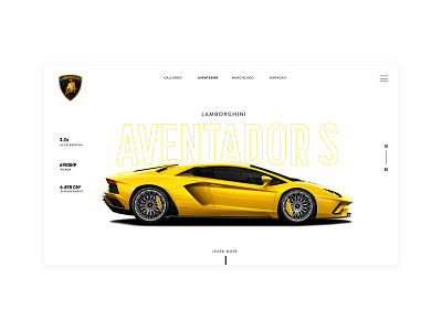 White Lamborghini Concept car car concept car website concept concept design design flat graphic design lambo lamborghini minimal ui uidesign web website white