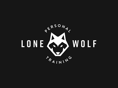 Lone Wolf Personal Training Logo black and white brand branding clean design flat graphic design icon illustration logo logodesign minimal type typography vector wolf