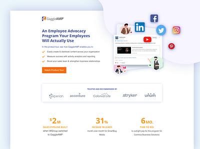 Landing Page | Employee Advocacy Software b2b content marketing cro employee advocacy internal communications landing page ppc saas social media management social selling web web design