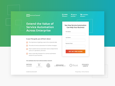 Guide to Service Automation | Landing Page b2b cmms cro facilities management landing page maintenance ppc service automation software top of funnel ui ux vendor tracking web web design work order management