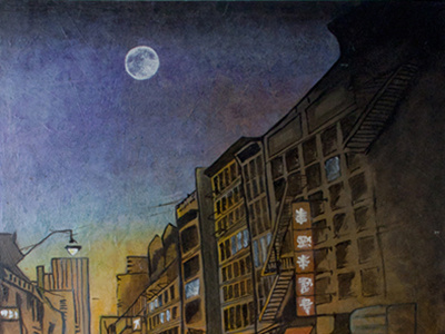 Moon Over Chinatown chinatown new nyc oil painting york