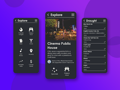 Bar Concept App alcohal app bar concept mobile mobile app mobile app design mobile app ui mobile ui restaurant restaurant app ui ux ux ui