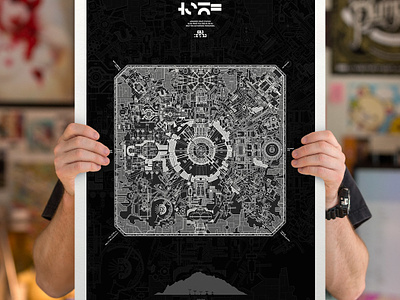 The Lost Blueprints #3 armored blueprint design illustrator lost map nuclear plant poster space space station typography vector