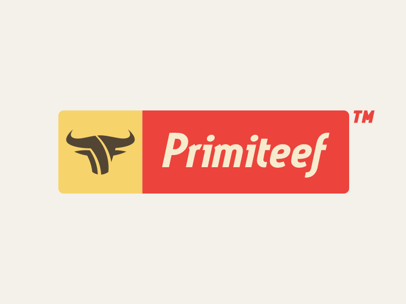 Primiteef™ Badge badge beef brown bull icon logo meat primitive red yellow